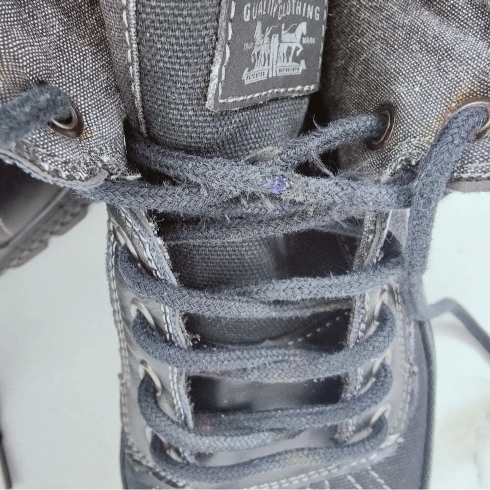 Levi's Men's Dayton Black Distressed Denim Lace Up Combat Boots, Sz 10.5